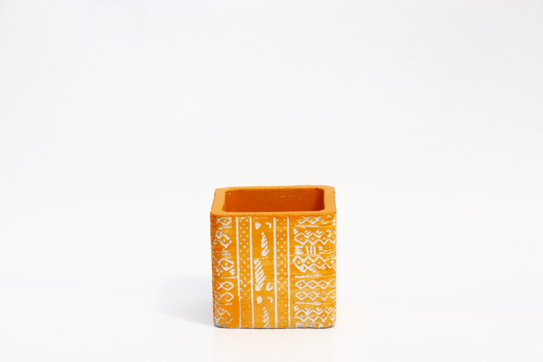 KAKTÜS SAKSISI - EL YAPIMI ARKAİK TURUNCU RENK