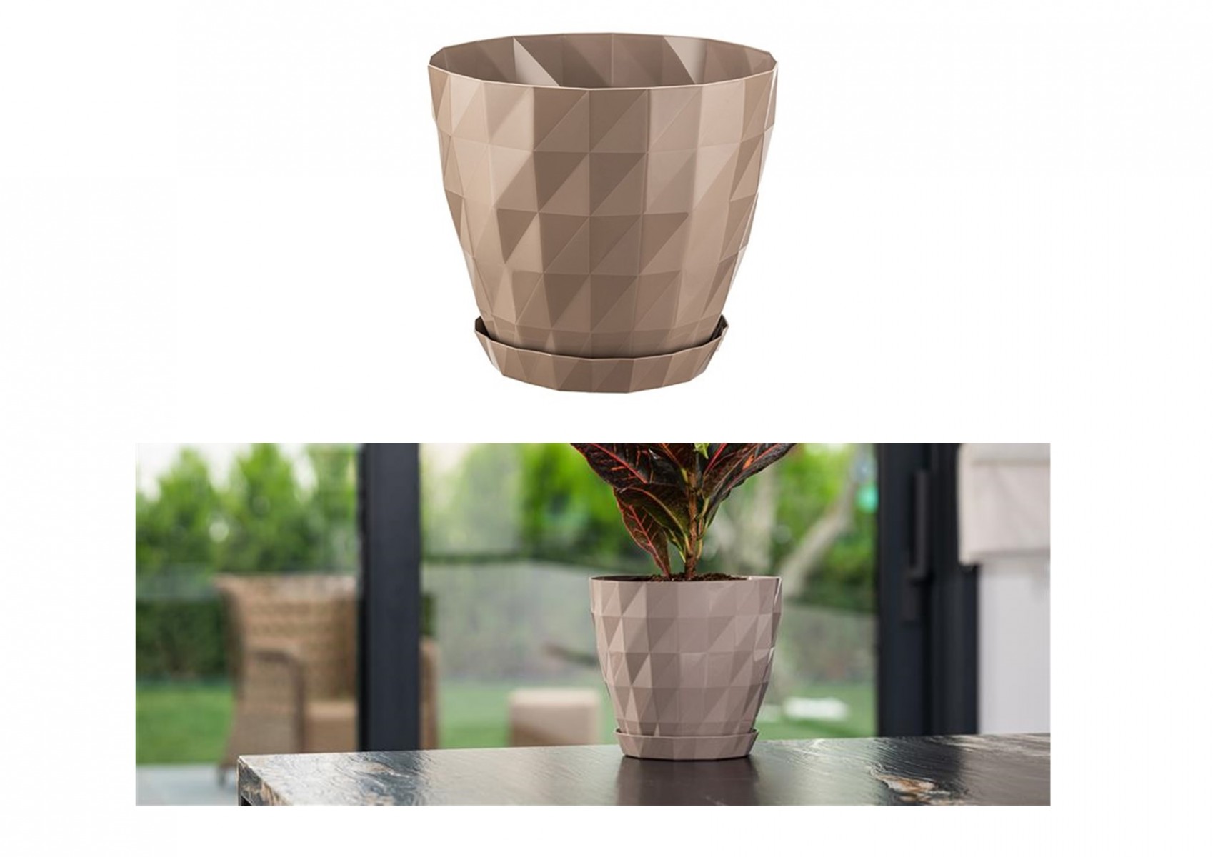 MODULAR SQUARE SAKSI - 3.25 LT AÇIK KAHVE DEKORATİF SAKSI