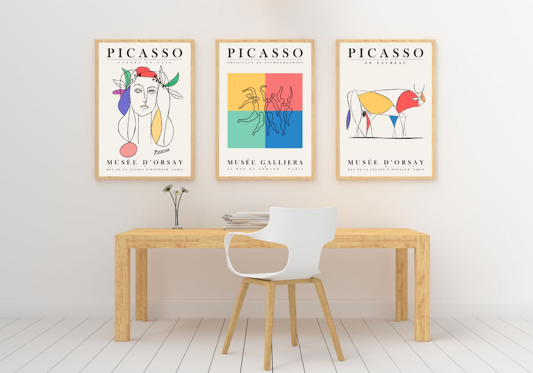 Pablo Picasso 3'lü Çerçevesiz Poster Duvar Tablosu 003