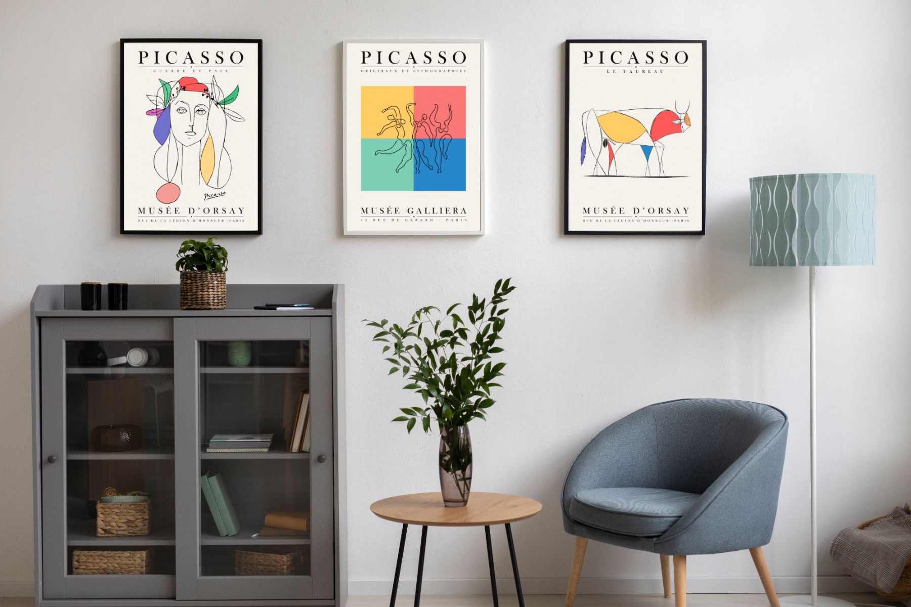 Pablo Picasso 3'lü Çerçevesiz Poster Duvar Tablosu 003