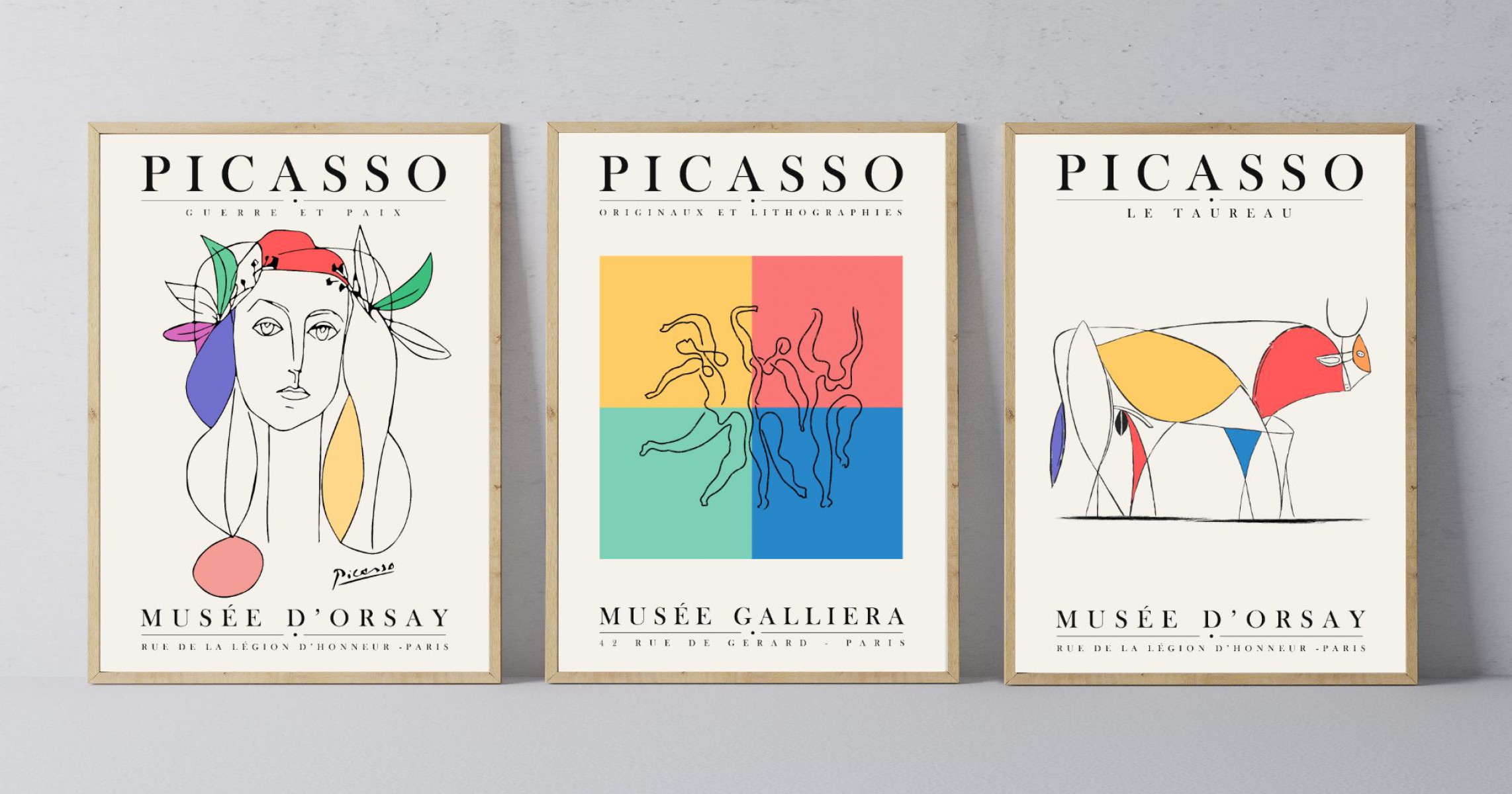 Pablo Picasso 3'lü Çerçevesiz Poster Duvar Tablosu 003