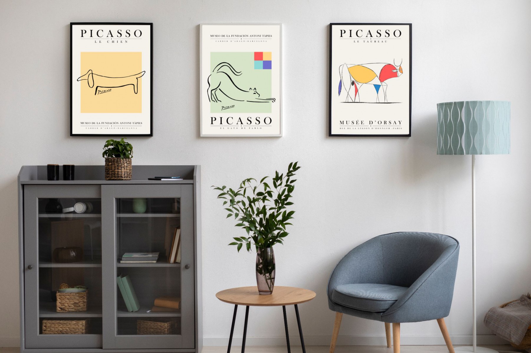 Pablo Picasso 3'lü Çerçevesiz Poster Duvar Tablosu (Exhibition Serisi 002)