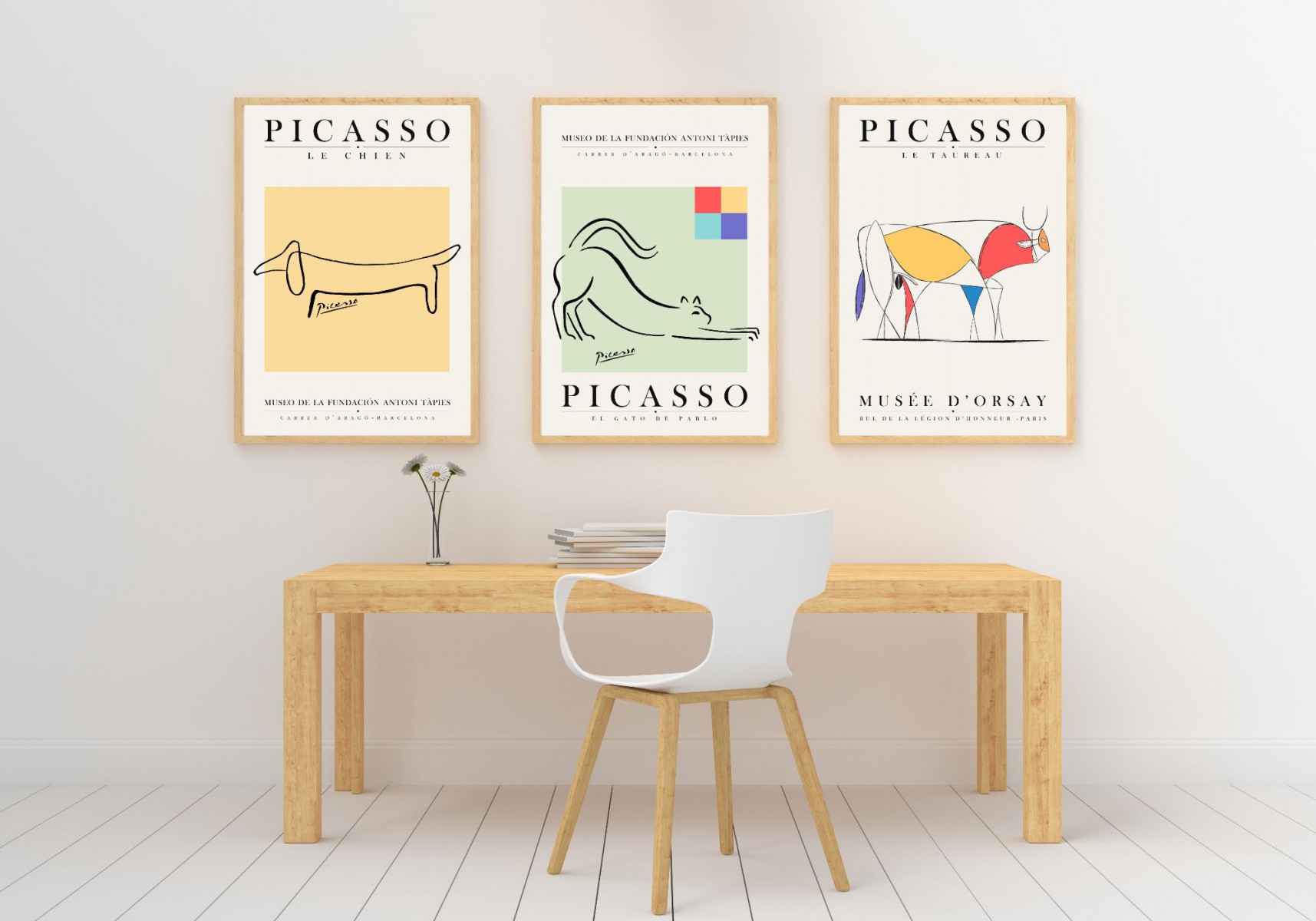 Pablo Picasso 3'lü Çerçevesiz Poster Duvar Tablosu (Exhibition Serisi 002)