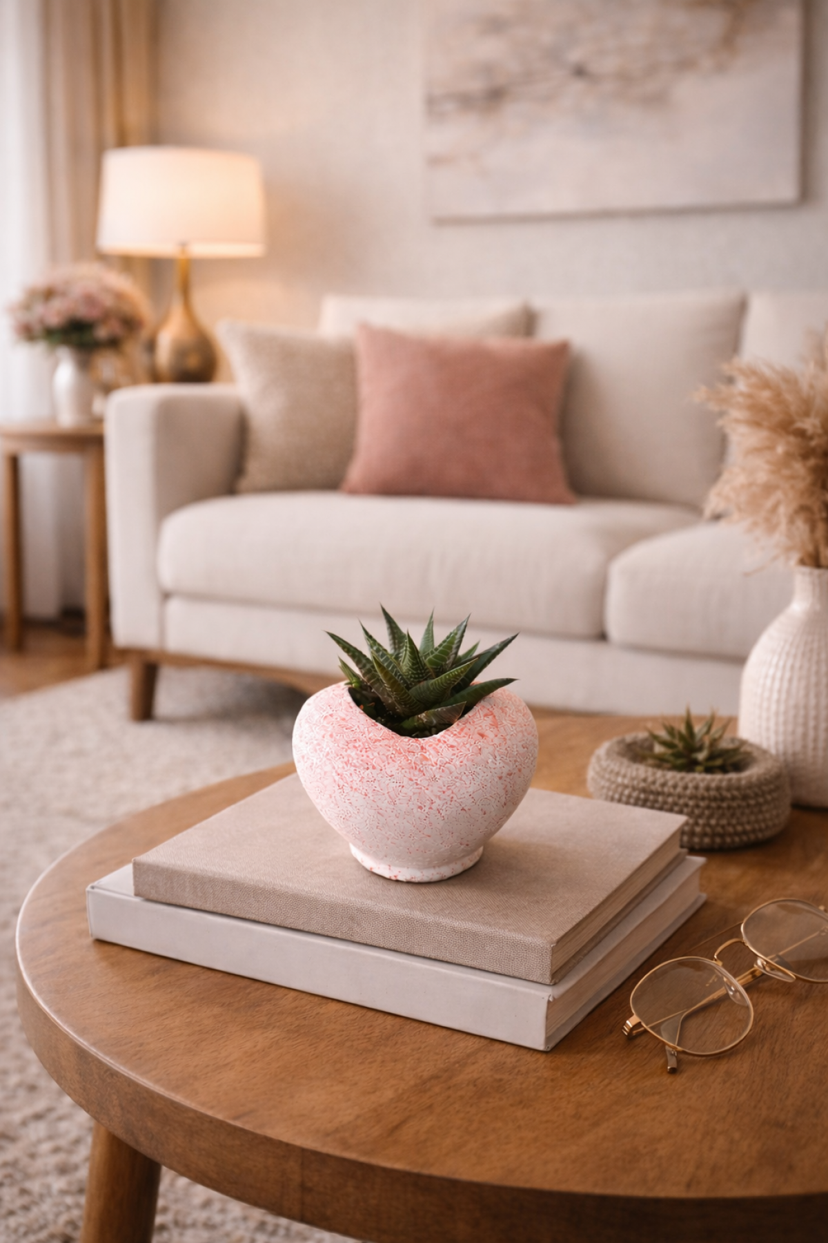 PEMBE KALP SAKSIDA SUKULENT – ROMANTİK CANLI HEDİYE 2 ADET