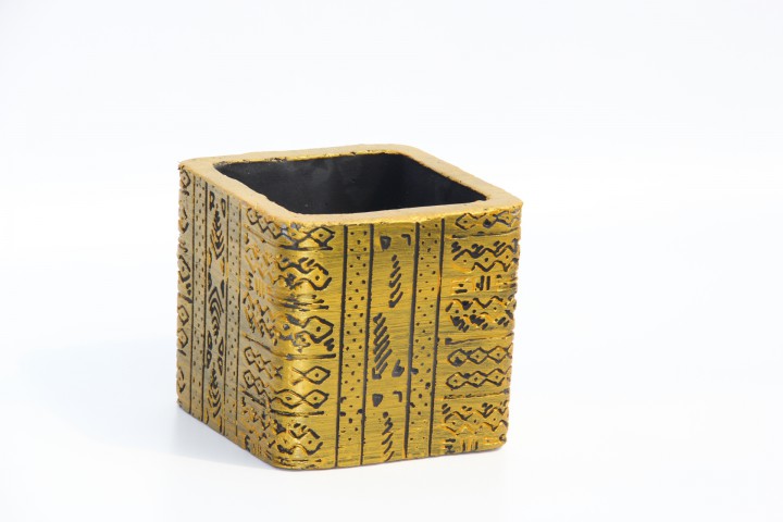 KAKTÜS SAKSISI - EL YAPIMI ARKAİK KAHVERENGİ