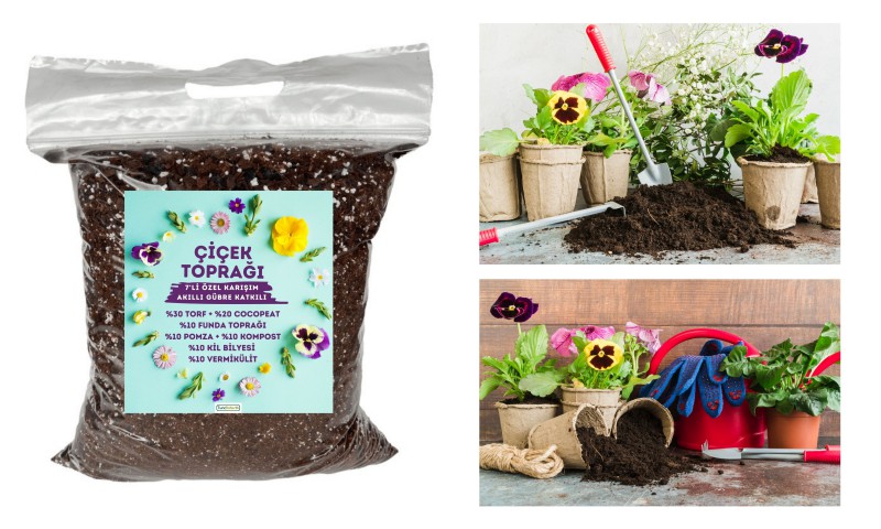 ÇİÇEK TOPRAĞI 20 LT - 7'Lİ ÖZEL KARIŞIM(Akıllı Gübre Katkılı)