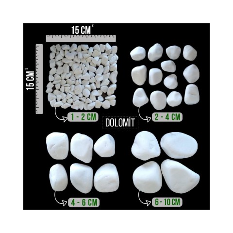 DOLOMİT TAŞI BEYAZ 1-2 cm 20 KG DOĞAL DEKORASYON TAŞI