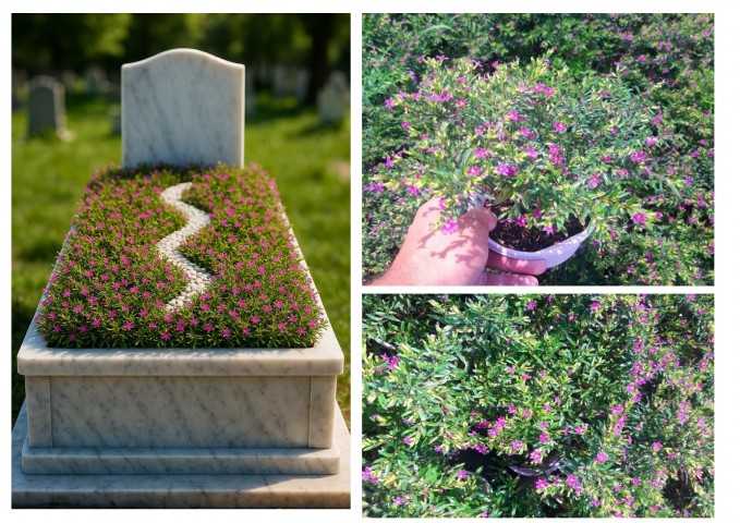 MEZAR - KABİR BİTKİ SETİ - 10 ADET CENNET ÇİÇEĞİ KUFEYA + 20 KG DOLOMİT TAŞI