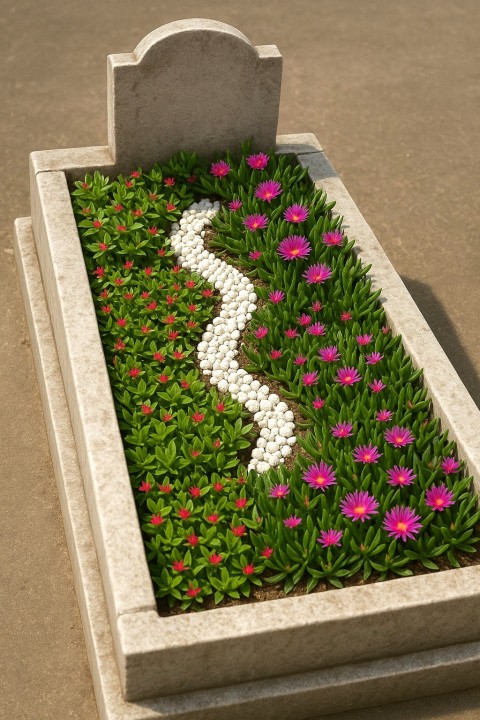 MEZAR - KABİR ÇİÇEKLİ BİTKİ SETİ - 90 ADET YER ÖRTÜCÜ BİTKİ + 20 KG DOLOMİT TAŞI (Buz Çiçeği-Kaz Ayağı)