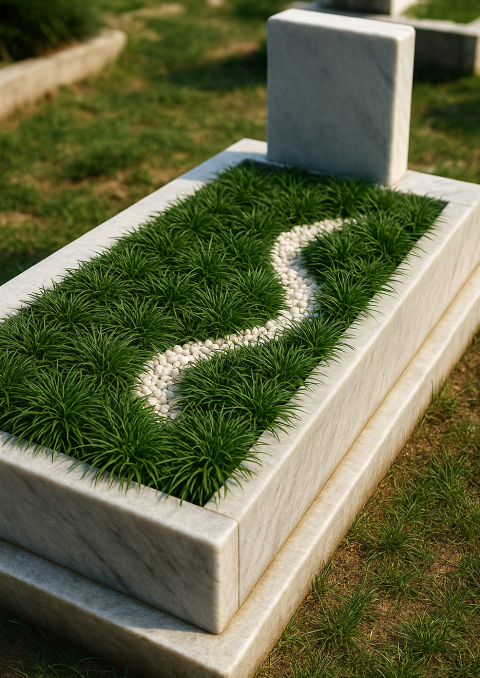 MEZAR - KABİR OSMANLI ÇİMİ SETİ - 50 ADET GÖLGE ÇİMİ + 20 KG BEYAZ DOLOMİT TAŞI