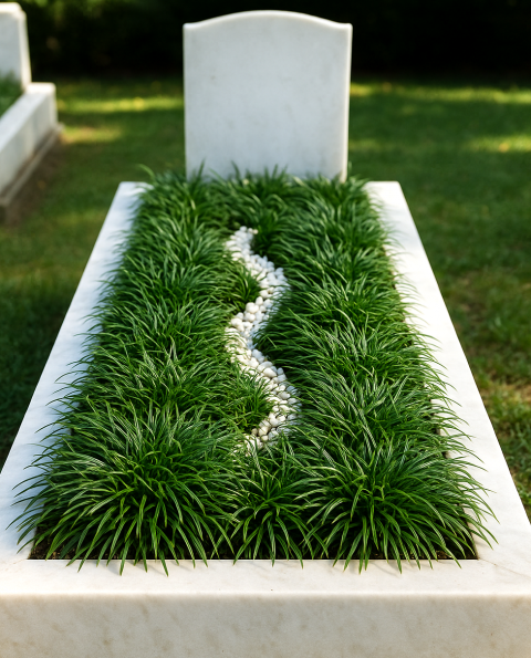 MEZAR - KABİR OSMANLI ÇİMİ SETİ - 50 ADET GÖLGE ÇİMİ + 20 KG BEYAZ DOLOMİT TAŞI