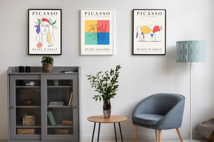 Pablo Picasso 3'lü Çerçevesiz Poster Duvar Tablosu 003