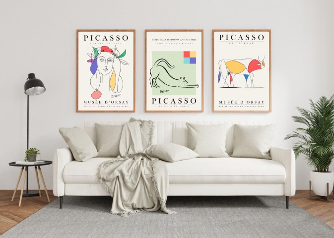 Pablo Picasso 3'lü Çerçevesiz Poster Duvar Tablosu (Exhibition Serisi 001)