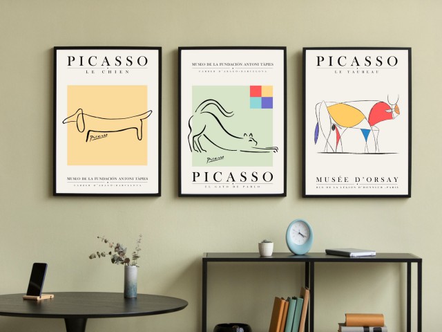 Pablo Picasso 3'lü Çerçevesiz Poster Duvar Tablosu (Exhibition Serisi 002)